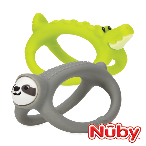 美國Nuby矽膠搖搖固齒器-鱷魚